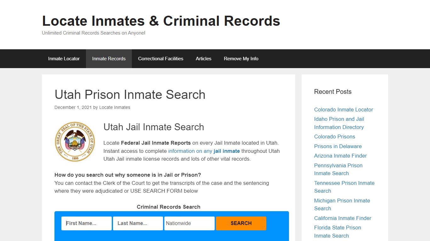 Utah Prison Inmate Search – Locate Inmates & Criminal Records